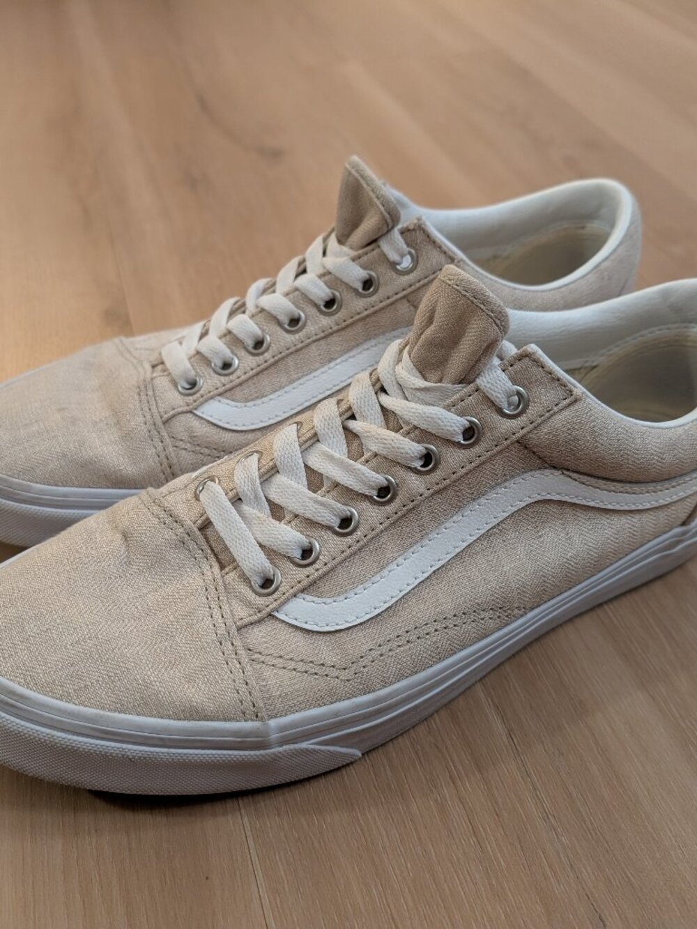 Vans Old Skool VN0005UFJ921 Skate Athletic Shoes Beige White Tan Sz 10.5 M 12 W